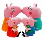 myhoodwink Peppa Pig Toys Family House Set with Pig House Toys for Pretend Play with Baby Pig, George, Daddy Pig, Mommy Pig with Soft Rubber Face.(Peppa Pig Set of 4)