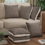 Story@Home Dark Brown Criss Cross Grunge Pattern Polyester Cushion Cover 40 cm x 40 cm (Set of 6)