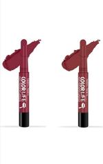 TEEN. TEEN Colorlife Non Transfer Water Proof Matte Lipstick Combo (Forever Trend, Pink Violet)