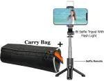 BUFONA Selfie Stick And Stand R1S With Flash Light And Remote Control Selfie Stick Extendable Stick Mini Tripod With Detachable Remote With Carry Pouch