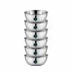 Wiaa Stainless Steel Heavy Gauge Mirror Polished Bowl Set for Lunch or Dinner (300ml Capacity) - Set of 6