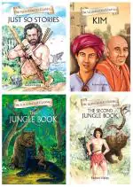 Om Illustrated Classic Collection of Rudyard Kipling (Set of 4) (Just So Stories Kim The Jungle Book and The Second Jungle Book)