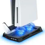 Microware Vertical Triple USB Charging Station with Cooling Fan for PlayStation 5 Digital Edition,PS5 Ultra HD,White