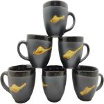 Millions joy Pack of 6 Ceramic Tea/Coffee Cups U Shape Latest Design Set of 6 130ML (Gray & Brown) Multicolour (Grey, Brown, Cup Set)