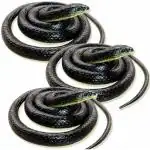 PEPINO Black Rubber Snake Toy with Realistic Look (Pack of 3)