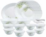 Larah By Borosil Opalware White Erba Dinner Set (Pack Of 33)