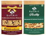 SoftArt Dry Fruits Combo Of Akhrot & Roasted & Salted Cashew Vacuum Pack - (Pack of 2, 250 g Each)