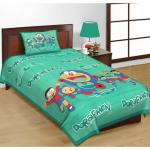 E Elma 240 TC Printed Cotton Single Size Flat Bedsheets with Pillow Covers (228 x 150 CM )