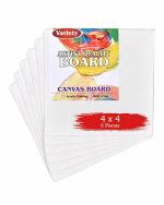 Variety Canvas Acid Free White Board 4 x 4 Inch (Pack of 6)