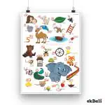 Ekdali Tamil Alphabet Poster for Kids 16.5 x 23.4 Inch