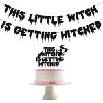 Festiko Halloween Bachelorette Party Decorations Black Glitter This Little Witch Is Getting Hitched Banner And Cake Topper