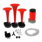 Allextreme EXCAHR3 Car,Bikes Air Horn with 12 Volt Air Compressor and Attachment Screws and Brackets for Passenger Car, Truck, SUV, Trailer, Motorcycle (Red)