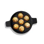 The Indus Valley Black Cast Iron 7 Pit Non Stick Paniyaram Pan 7L