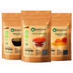 HerbsLand 100% Premium Multani Mitti Powder, Orange Peel Powder and Masoor Dal FacePack Powder For Face & Skin Care (100gm Each)