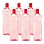 Milton Pacific 1000 Red Plastic Water Bottle,1 L (pack of 6)