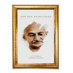 Hawai Mohandas Karamchand Gandhi Photo with Synthetic Wood Frame for Home, Office, Café and Restaurant Décor | Size- 36x26x2cm | SFDI00603_GLD