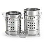 First Front Stainless Steel Momo Tong with Stainless Steel Twin Cutlery Holder and Multicolour, Pack of 2