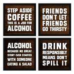ArtX Multicolor Art Motivational Funny Bar Quotes Wall Art Painting (Set Of 4) 10 X 10 Inch