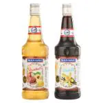 Manama Hazelnut Syrup and Vanila Syrup | 750ML Each | Mixer for Mocktails, Cocktails, Drinks, Juices, Beverages | Pack of 2