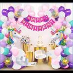 sv traders Unicorn Birthday Decoration 81 Pcs-Pink Bunting Banner 81pcs1