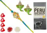 Feastive Celebrations Stylish Rakhi With Amul Peru Dark Amazon Chocolate, Pair Of Soan, Pooja Rakhi, Kesar And Chawal (Set Of 7)