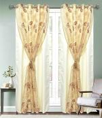 Jvin Fab Ivory Polyester Blackout Curtain, 8 Feet (Set Of 2)