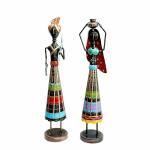 Wooden Palm Handpainted Stylish Decorative Metal Decor Rajasthani Showpieces Set of 2 (Multicolour, 13 inch x 5 inch x 26 inch)
