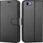 Juberous Leather Magnetic Vintage Flip Wallet Case Cover for Oppo Realme 1 (Black)