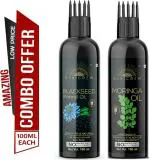 Desi Crew Blackseed Kalonji and Moringa Oil for Skin, Body and Hair Care 100 ml Each