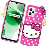 RUPELIK (Hello Kitty Realme C35 Pink) Hello Kitty Rupper Back Case Cover |3D Cute| Soft Silicone Back Cover with Pendant Compatible for Realme C35 (Pink)