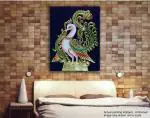 Tamatina Multicolor Tanjore Peacock Thanjavur Canvas Painting - 23X17 Inch