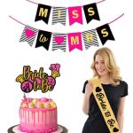 Zyozique Bridal Shower Decoration Set - Miss To Mrs Banner with Cake Topper & Sash (Pack Of 3)