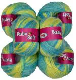 Simi Enterprise Multi, Green Acrylic Baby Soft 4 Ply Wool Ball , , Needle Knitting Le (Pack Of 8)