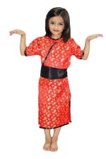 Kaku Fancy Dresses Chinese Girl Global Ethnic Costume -Red, 3-4 Years, For Girls