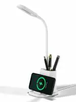 Xech Table Lamp Wireless Charger Pen Stand with Charging Ports Fast 15W Wireless Charging 2 Colour Lighting Touch Lamp USB C Powered 4-in-1 Desk Lamps for Home Offices Study (QuestPRO) (White)