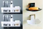 XBEY Wardrobe Shelf/Perfume Rack Plastic Wall Shelf (2 Bathroom Shelves + 2 soap Box)