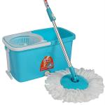 Gala Sky Blue Plastic Popular Easy Wheels, Long Handle Spin Mop With Microfiber Refill