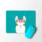 Bhaicover White Unicorn Animal with Pink Flower Floral and Green Background Designer Printed Rubber Mouse Pad