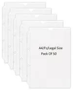 Shining Zon PVC Margin Punch Folder File Plastic Sheet Extra Thick Sleeves Folder File for Fs Size Document Certificate with 2 Punch Holes & Tab Cut Transparent (Pack of 50)