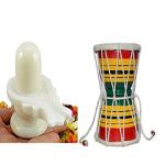 NAVYAKSH White Marble Shivling 2.5 Inch Statue Pure Marble Stone Shiv Lingam Wooden Damru