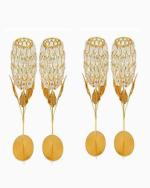 AMAZING ANTIQUE Crystal Candle Holder, Rose Tea Light Holder for Diwali, Wedding, Party, Home and Office Decoration, Gold Pack Of-4