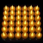 Ein Sof Flameless LED Tealights, Smokeless Plastic Decorative Candles (Yellow Light, Pack of 40)