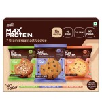 Max Protein Cookies Assorted - Choco Chips, x 4 Nuts & Seeds x 4, Oats & Raisins x 4 (Pack of 12), 660g