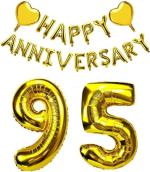 Festiko Gold Happy 95 Anniversary Combo Balloon Banner, 95th Anniversary Party Decorations, Perfect For 95th Wedding Anniversary Party Decorations Supplies