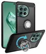 Unistuff Back Case Cover for OnePlus 12 with Magnetic Kickstand | Premium Matte Finish | Camera Bump Protection | Rubberized Ring Cover - Night Black, 78578