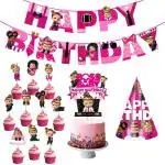 Zyozique Baby Girl's Boss Happy Birthday Theme Party Supplies for Girls Baby Birthday Decorations Favors with Banner,Cake Topper ,Birthday Cap and Cup Cake Toppers(Pack of 13)