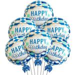 Grand Shop White, Blue, Check Happy Birthday Round Foil Balloons