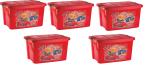 NAYASA WITH DEVICE OF FLOWERS Plastic Rectangular Toy Box (50 Liter, Red, Standard) Pack of 5