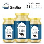 Sirico Pure A2 Buffalo Ghee 1 Ltr (Pack Of 3) | Lab Tested | Perfect Aroma & Danedar Ghee | Curd-Churned | No Added Color and Preservatives, No Added Fragrance |100 % Pure & Hand made A2 buffalo cow ghee | Organic Ghee | Glass Jar 1 Ltr (Pack Of 3).