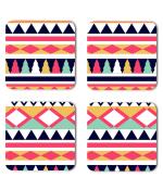 Whats Your Kick Pattern Design Beautiful Pattern Design Printed Set of 4 Coaster With Metal Stand